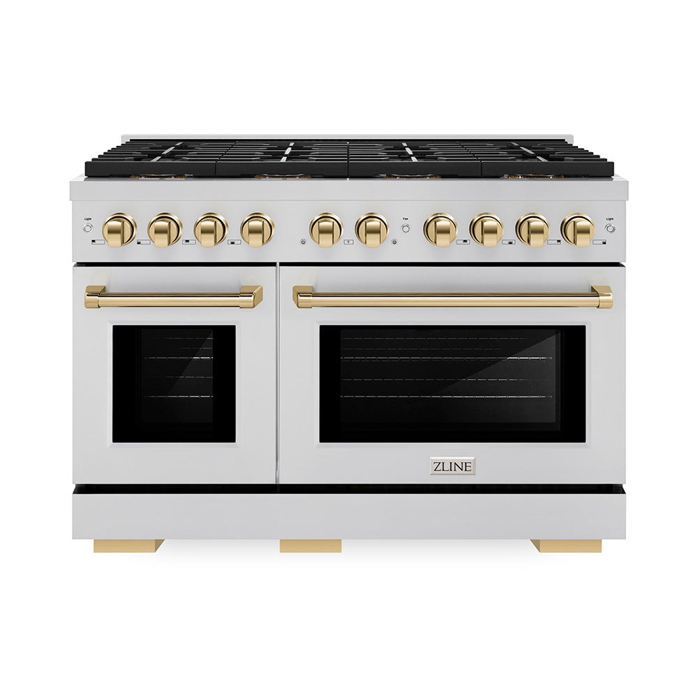 zline-48-in-paramount-dual-fuel-range-6-7-cu-ft-with-8-burner-duopro™-cooktop-dual-ovens-stainless-steel-with-polished-gold-accents-psdrz-48-g