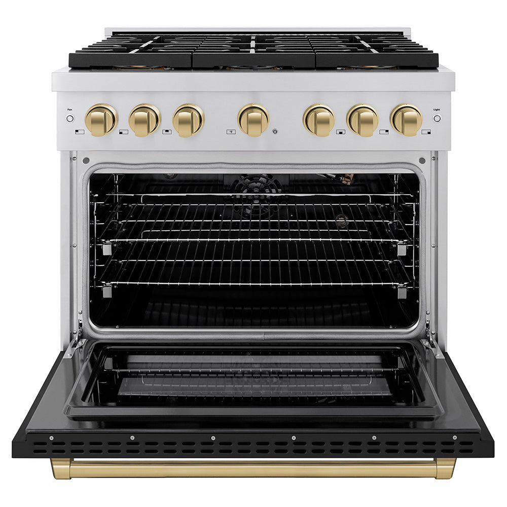 zline-36-in-dual-fuel-range-5-2-cu-ft-6-burner-duopro™-cooktop-electric-convection-oven-black-matte-door-champagne-bronze-accents-psdrz-blm-36-cb