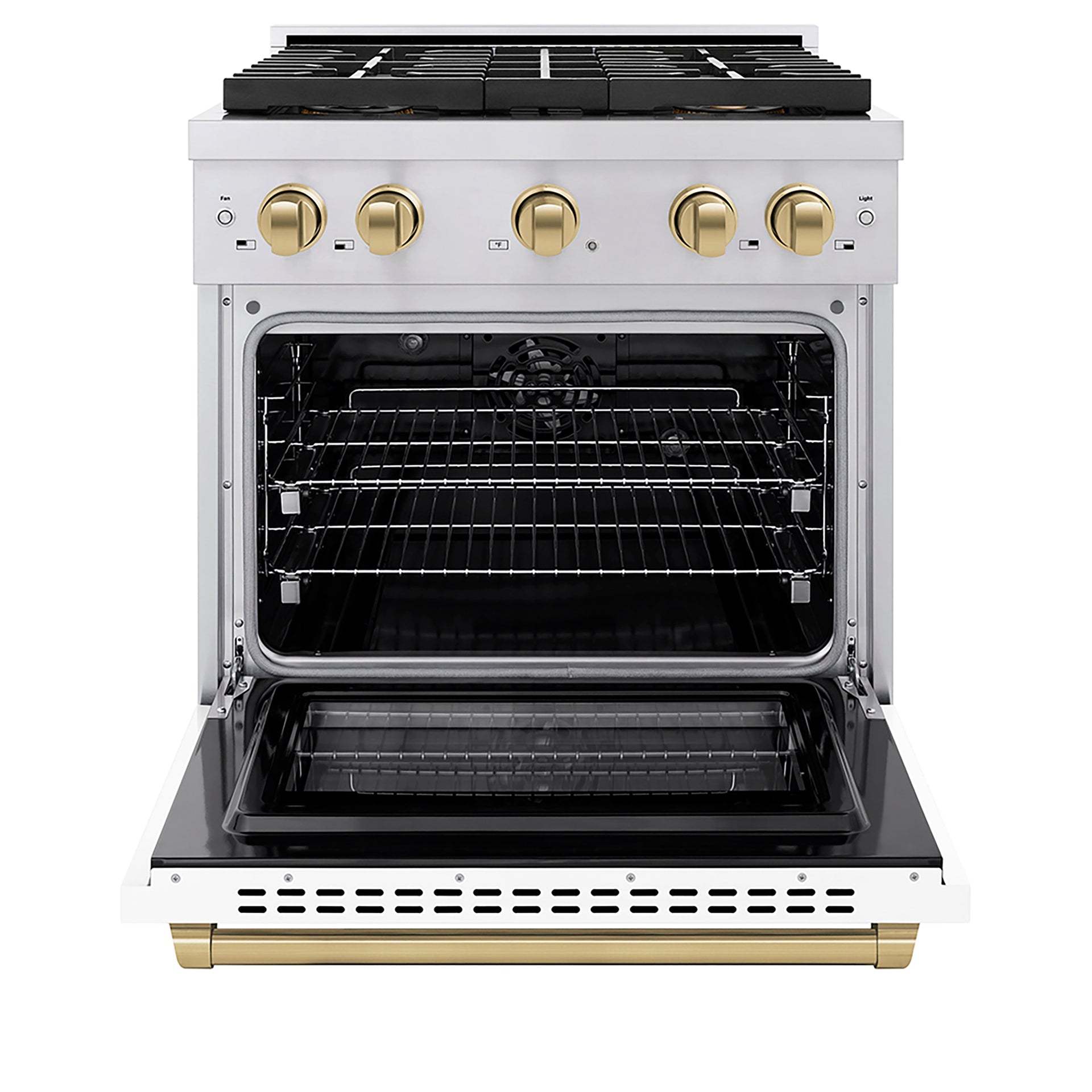 zline-30-in-paramount-dual-fuel-range-4-2-cu-ft-4-burner-duopro™-cooktop-electric-convection-oven-stainless-steel-white-matte-door-champagne-bronze-accents-psdrz-wm-30-cb
