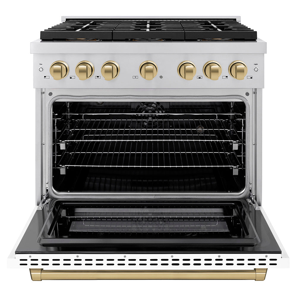 zline-36-in-dual-fuel-range-5-2-cu-ft-with-6-burner-duopro™-cooktop-electric-convection-oven-white-matte-door-champagne-bronze-accents-psdrz-wm-36-cb