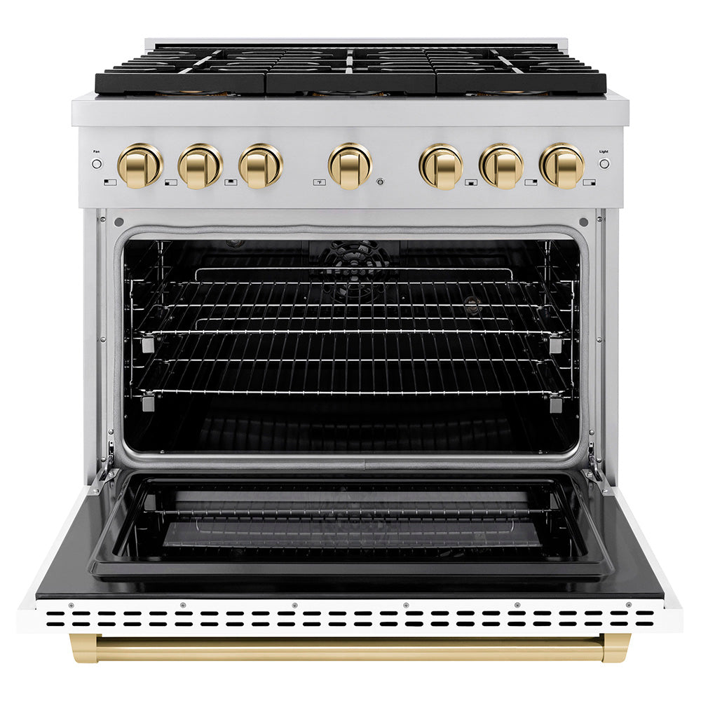 zline-36-in-paramount-dual-fuel-range-5-2-cu-ft-6-burner-duopro™-cooktop-electric-convection-oven-white-matte-door-polished-gold-accents-psdrz-wm-36-g