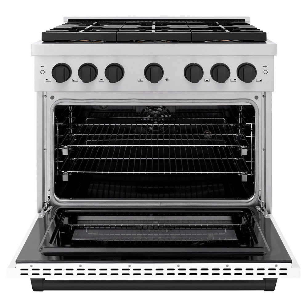 zline-36-in-paramount-dual-fuel-range-5-2-cu-ft-6-burner-duopro™-cooktop-electric-convection-oven-white-matte-door-matte-black-accents-psdrz-wm-36-mb