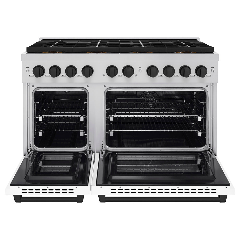 zline-48-in-autograph-paramount-dual-fuel-range-6-7-cu-ft-capacity-8-burner-duopro™-cooktop-dual-ovens-white-matte-doors-matte-black-accents-psdrz-wm-48-mb