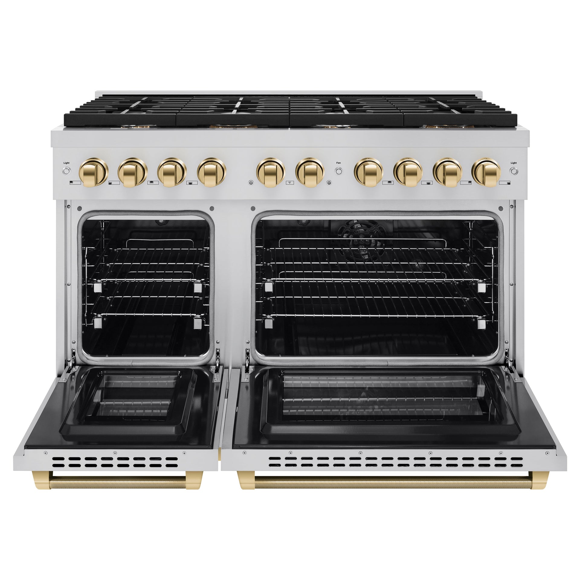 zline-48-in-dual-fuel-range-6-7-cu-ft-double-oven-8-burner-gas-cooktop-stainless-steel-with-polished-gold-helix-handles-sdrz-48-kg