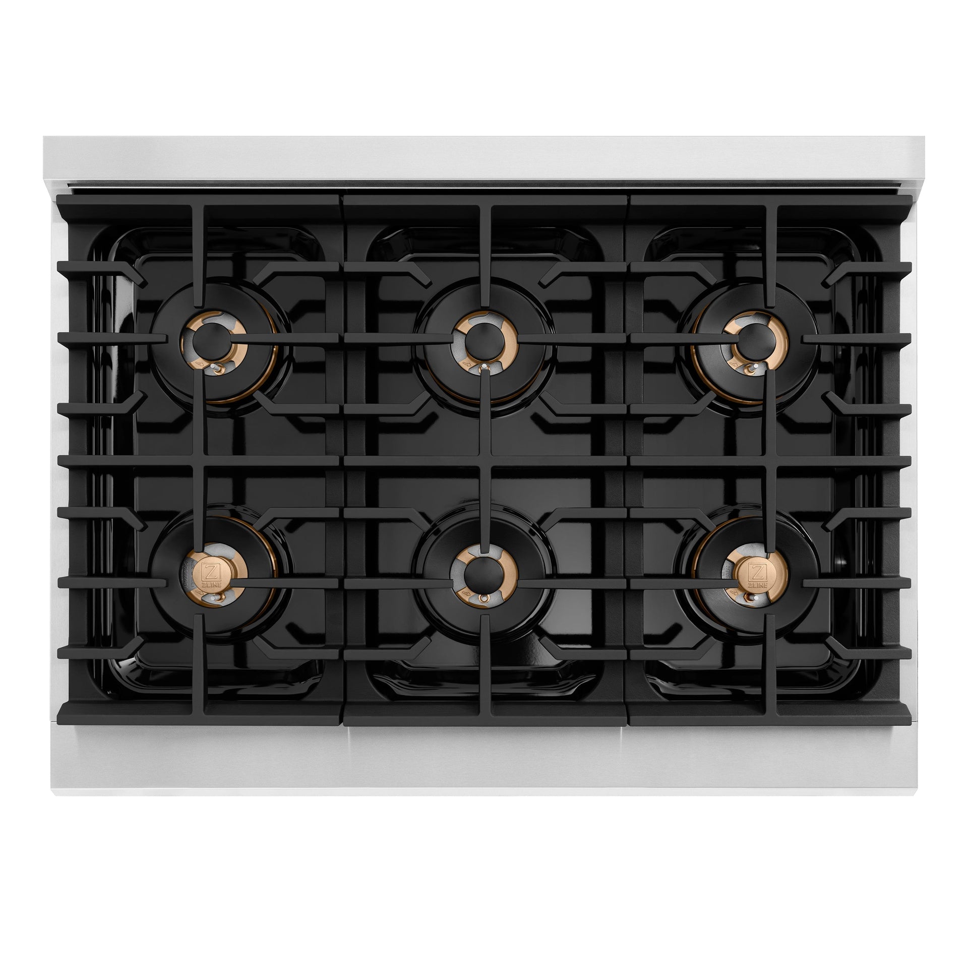 zline-36-in-dual-fuel-range-5-2-cu-ft-6-burner-duopro™-cooktop-electric-convection-oven-stainless-steel-polished-gold-accents-psdrz-36-kg