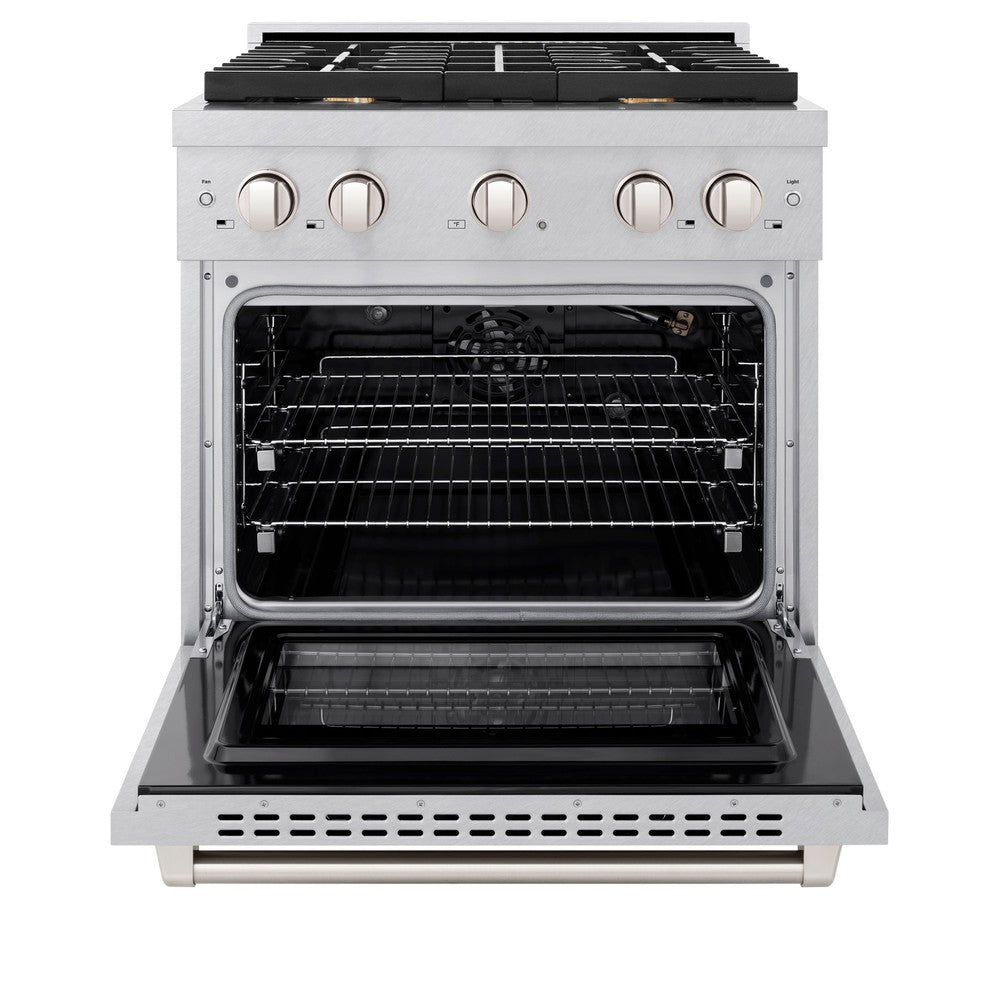zline-paramount-30-in-dual-fuel-range-4-2-cu-ft-electric-convection-oven-gas-cooktop-with-4-brass-burners-satin-stainless-steel-sdrs-br-30