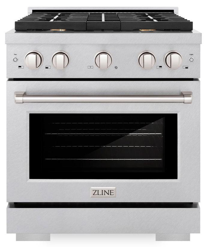 zline-paramount-30-in-dual-fuel-range-4-2-cu-ft-electric-convection-oven-gas-cooktop-with-4-brass-burners-satin-stainless-steel-sdrs-br-30