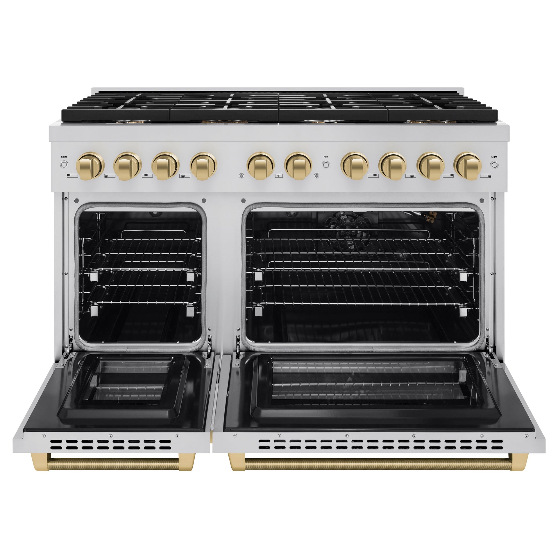 zline-48-in-gas-range-6-7-cu-ft-double-oven-8-burner-cooktop-stainless-steel-champagne-bronze-helix-handles-sgrz-48-kcb
