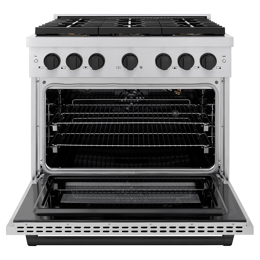zline-36-in-gas-range-5-2-cu-ft-6-burner-duopro™-cooktop-convection-gas-oven-stainless-steel-matte-black-accents-psgrz-36-mb
