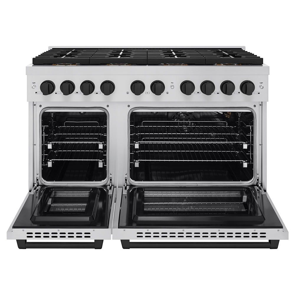 zline-48-in-gas-range-6-7-cu-ft-dual-oven-with-8-burner-duopro™-cooktop-stainless-steel-matte-black-accents-psgrz-48-mb