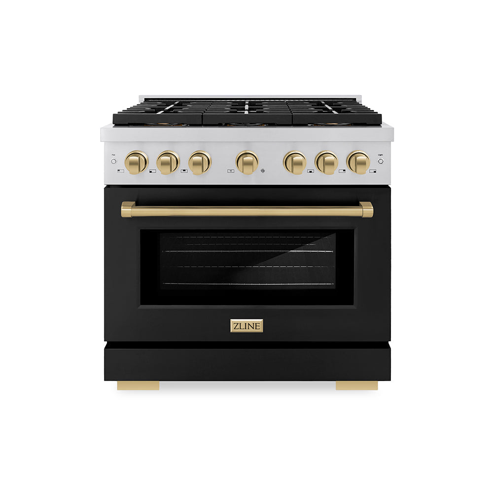 zline-36-in-gas-range-5-2-cu-ft-6-burner-duopro™-cooktop-convection-gas-oven-black-matte-door-champagne-bronze-accents-psgrz-blm-36-cb