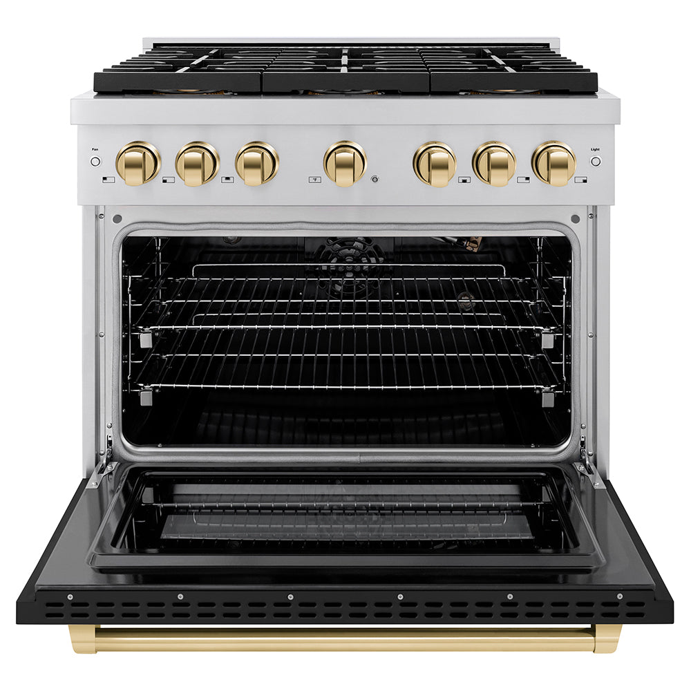 zline-36-in-gas-range-5-2-cu-ft-6-burner-duopro™-cooktop-convection-gas-oven-black-matte-door-polished-gold-accents-psgrz-blm-36-g