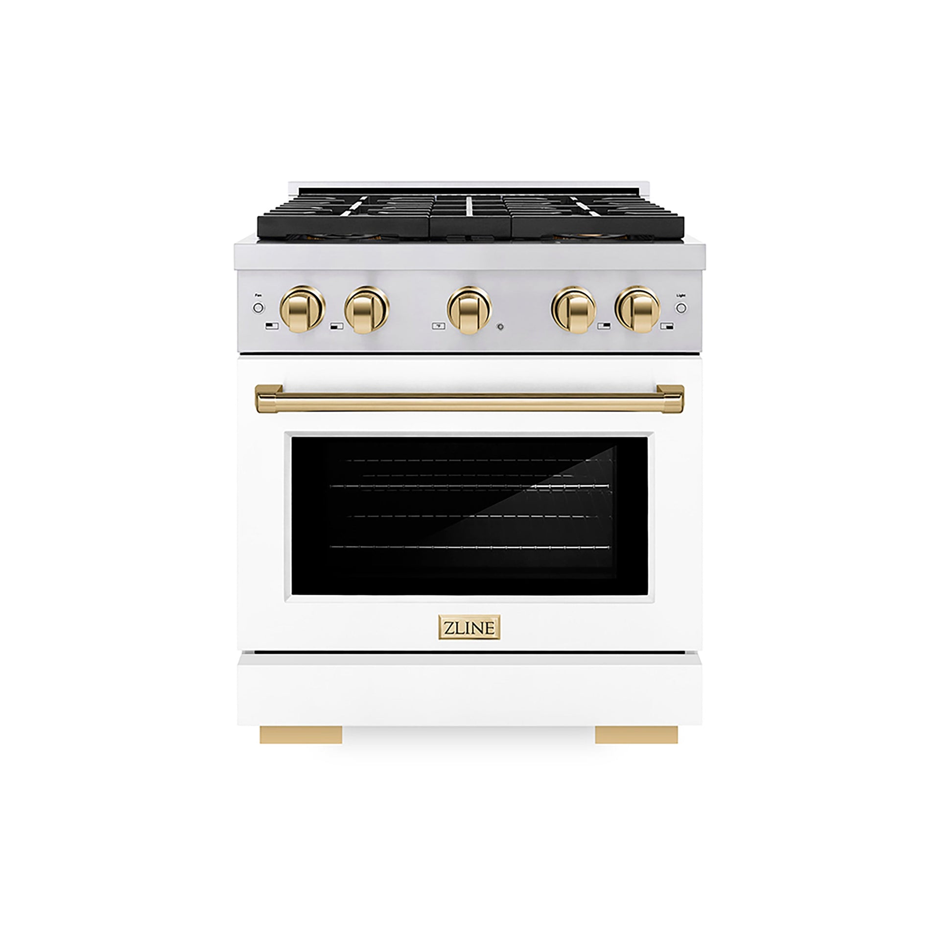 zline-30-in-gas-range-4-2-cu-ft-4-burner-duopro-cooktop-convection-oven-stainless-steel-white-matte-door-polished-gold-accents-psgrz-wm-30-g