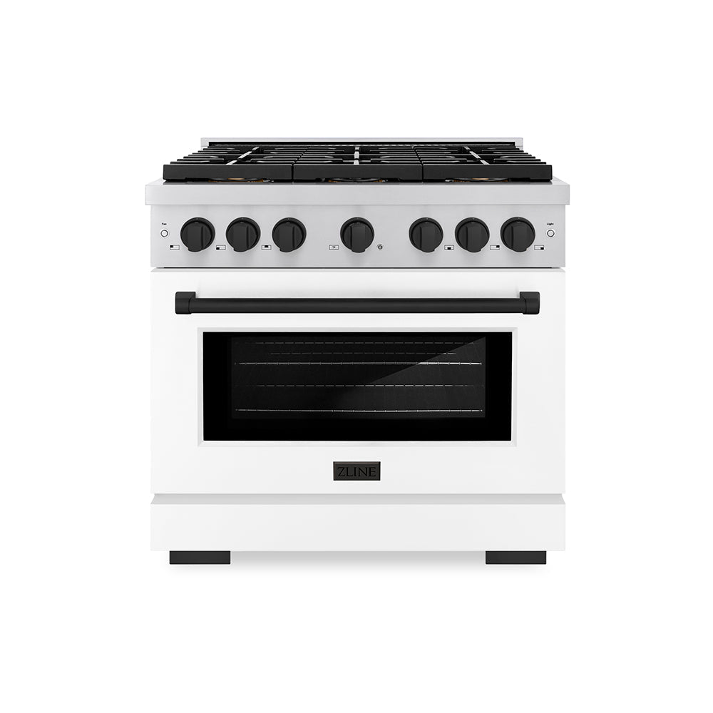 zline-36-in-gas-range-5-2-cu-ft-6-burner-duopro™-cooktop-convection-gas-oven-white-matte-door-matte-black-accents-psgrz-wm-36-mb