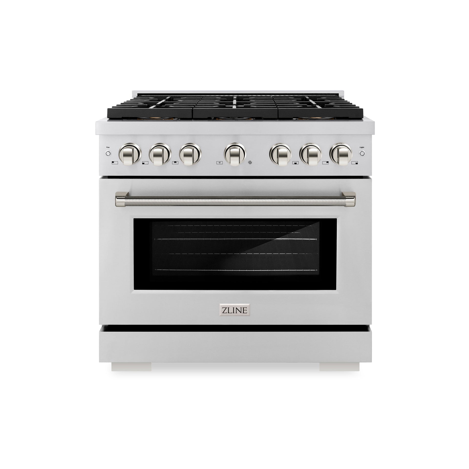 zline-36-in-gas-range-5-2-cu-ft-6-burner-duopro™-cooktop-convection-oven-stainless-steel-polished-nickel-helix-handle-psgrz-36-kpn