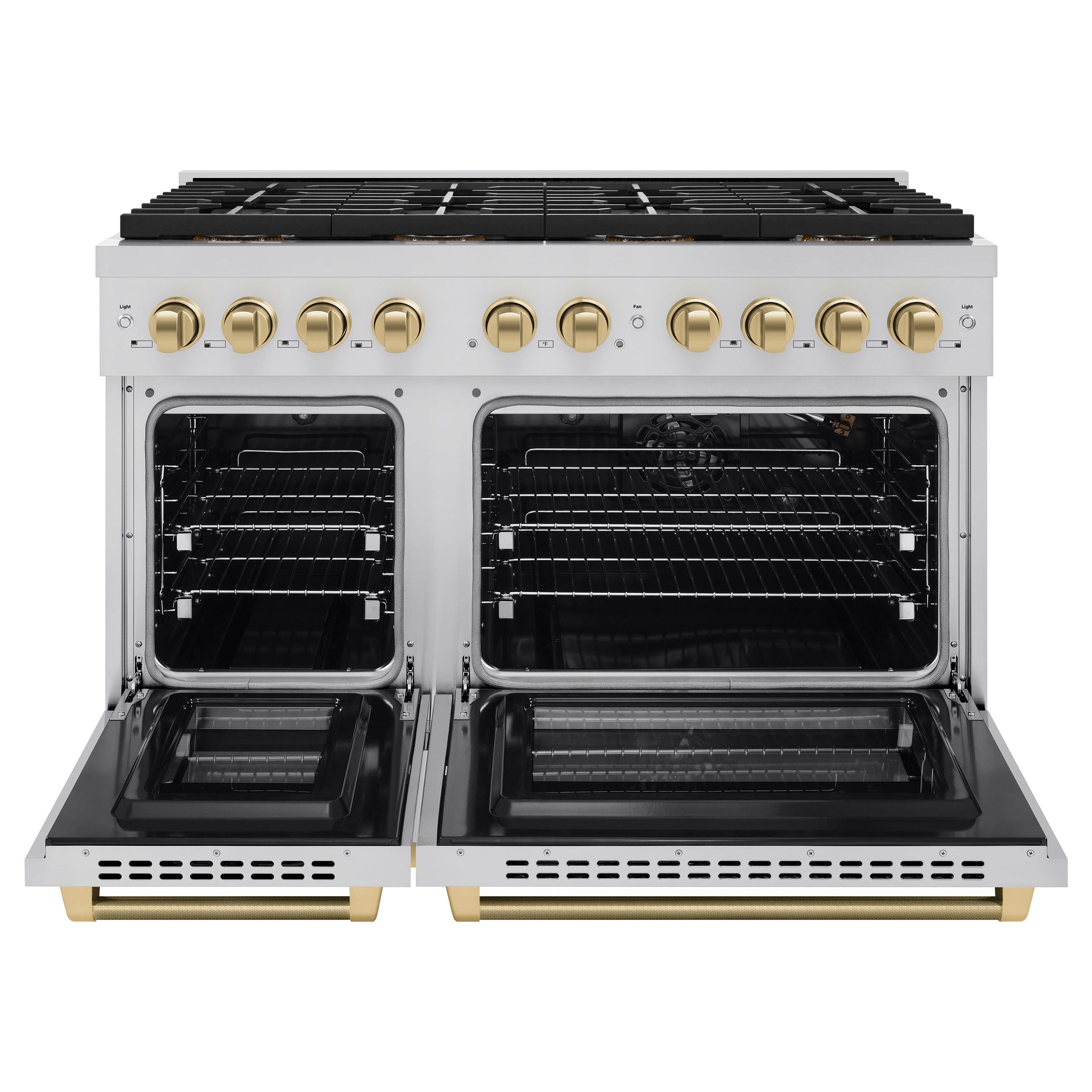 zline-48-in-gas-range-6-7-cu-ft-dual-oven-8-burner-duopro™-cooktop-stainless-steel-champagne-bronze-handles-psgrz-48-kcb