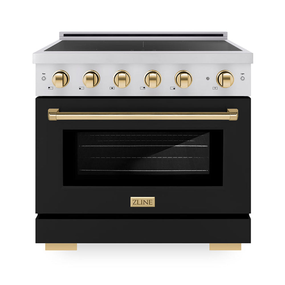 zline-36-in-induction-range-5-2-cu-ft-5-element-cooktop-electric-convection-oven-stainless-steel-black-matte-door-polished-gold-accents-sinrz-blm-36-g