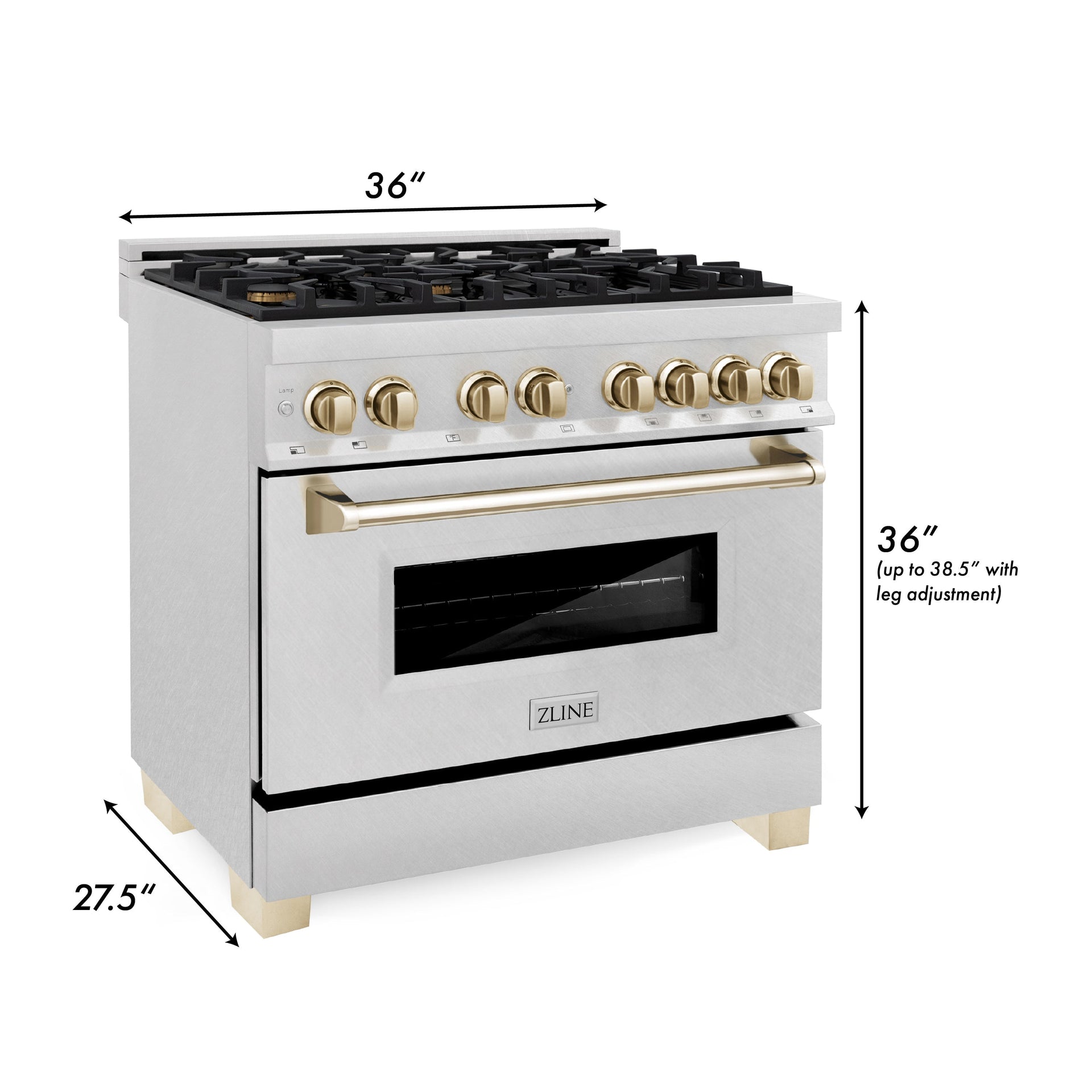 zline-autograph-36-in-4-6-cu-ft-legacy-dual-fuel-range-with-6-gas-burners-and-electric-convection-oven-in-satin-stainless-steel-with-polished-gold-accents-rasz-sn-36-g