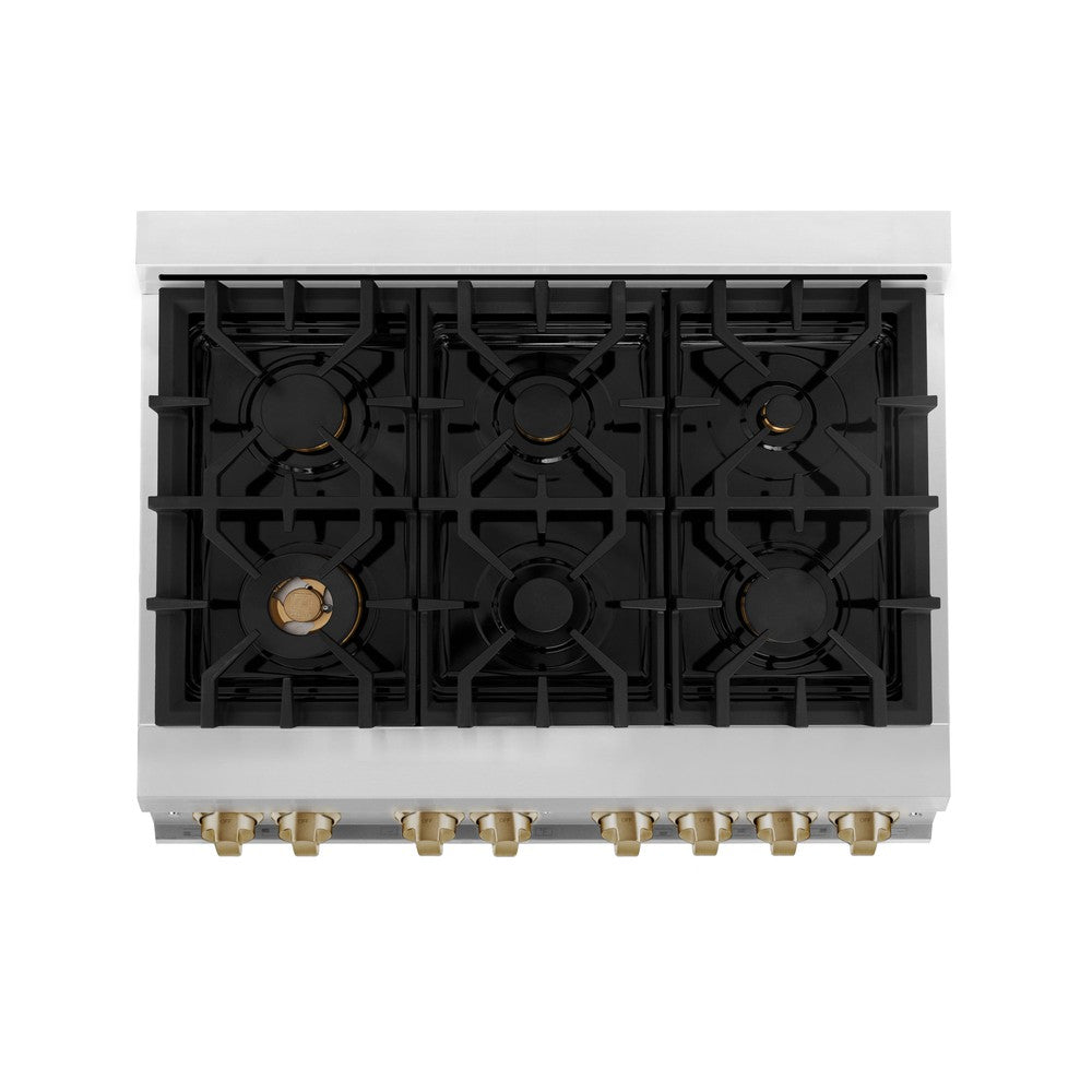 zline-autograph-edition-36-in-4-6-cu-ft-dual-fuel-range-with-gas-cooktop-and-electric-convection-oven-white-matte-door-with-champagne-bronze-accents-raz-wm-36-cb