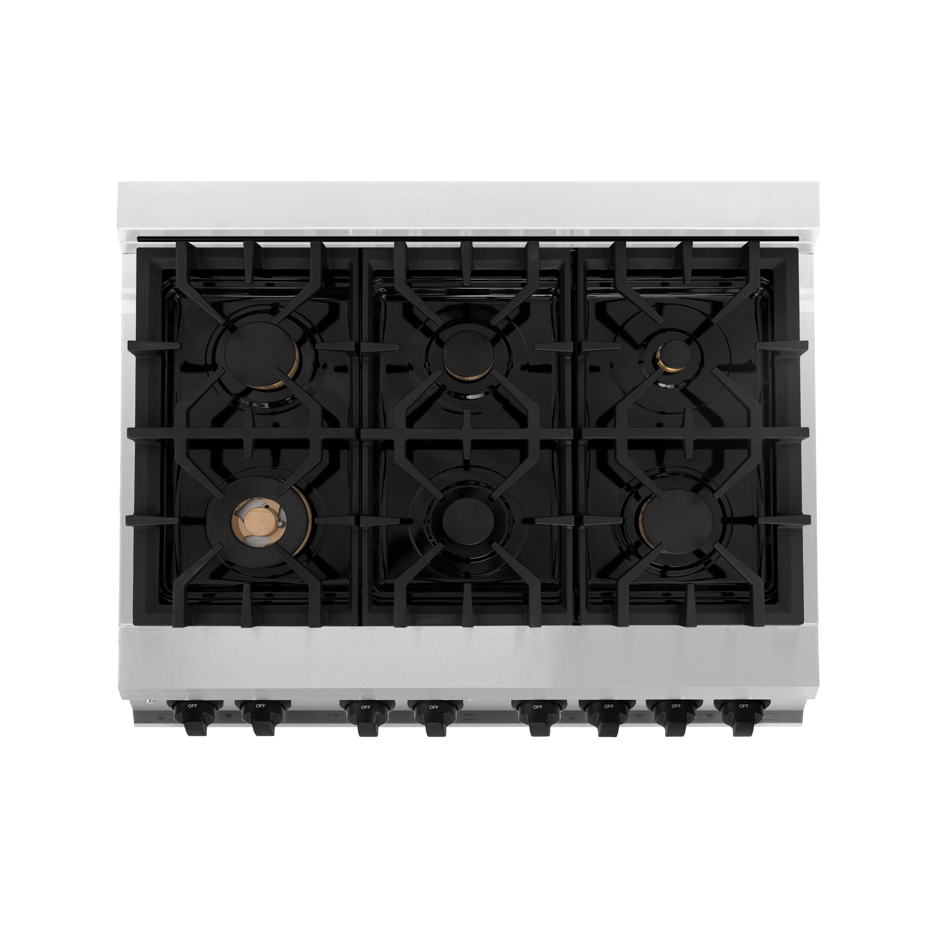 zline-autograph-edition-36-in-4-6-cu-ft-dual-fuel-range-with-gas-cooktop-and-electric-convection-oven-in-stainless-steel-with-black-matte-accents-raz-36-mb