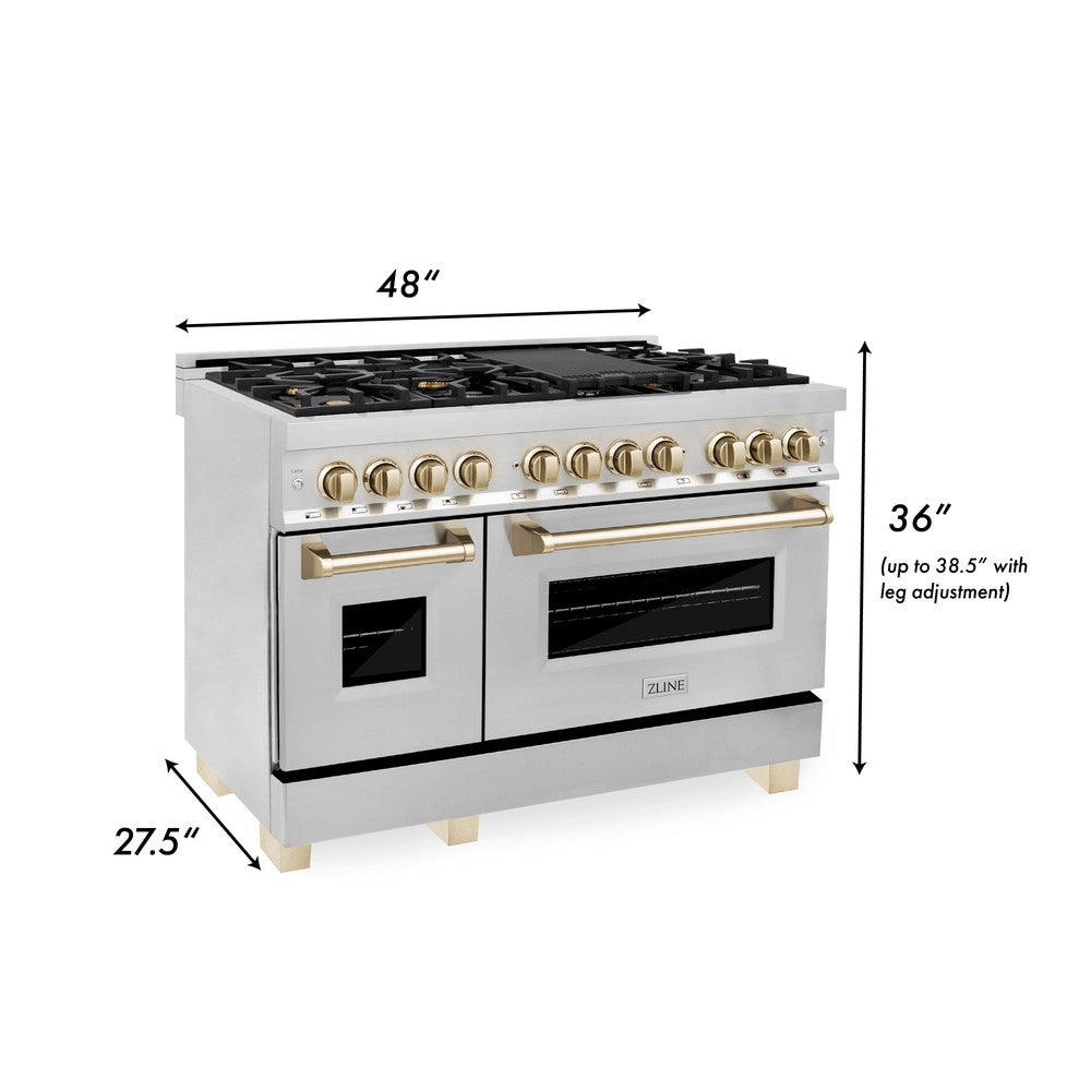 zline-autograph-edition-48-inch-dual-fuel-range-6-0-cu-ft-oven-stainless-steel-with-gold-accents-model-raz-48-g