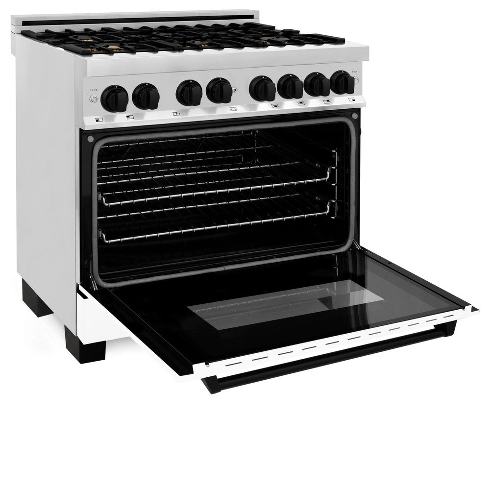 zline-autograph-36-in-4-6-cu-ft-dual-fuel-range-in-stainless-steel-with-white-matte-door-and-matte-black-accents-raz-wm-36-mb