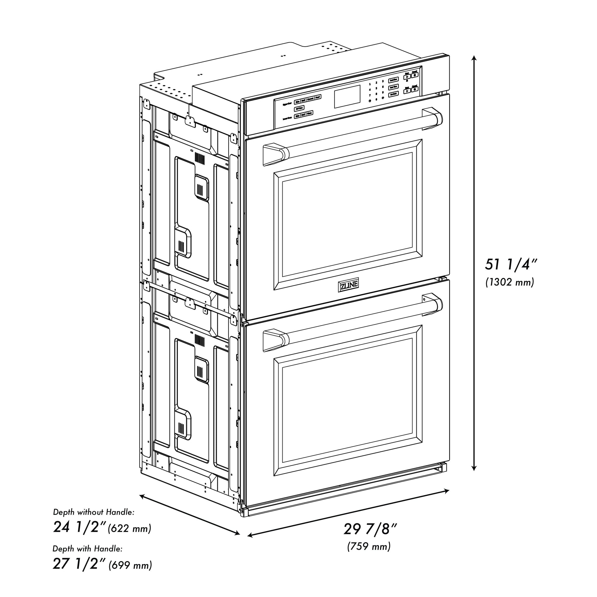 zline-30-autograph-double-wall-oven-with-air-fry-and-self-clean-in-stainless-steel-and-champagne-bronze-handle-wadz-30-cb