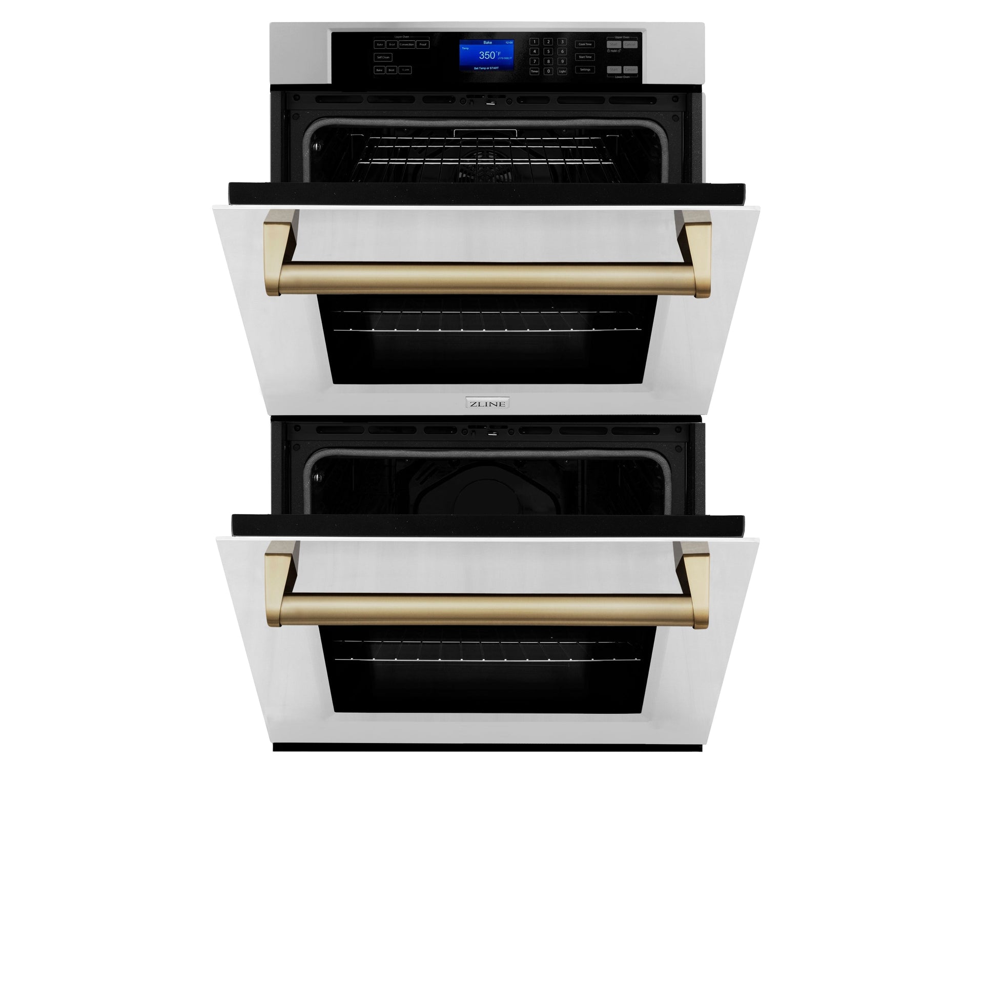 zline-30-autograph-double-wall-oven-with-air-fry-and-self-clean-in-stainless-steel-and-champagne-bronze-handle-wadz-30-cb