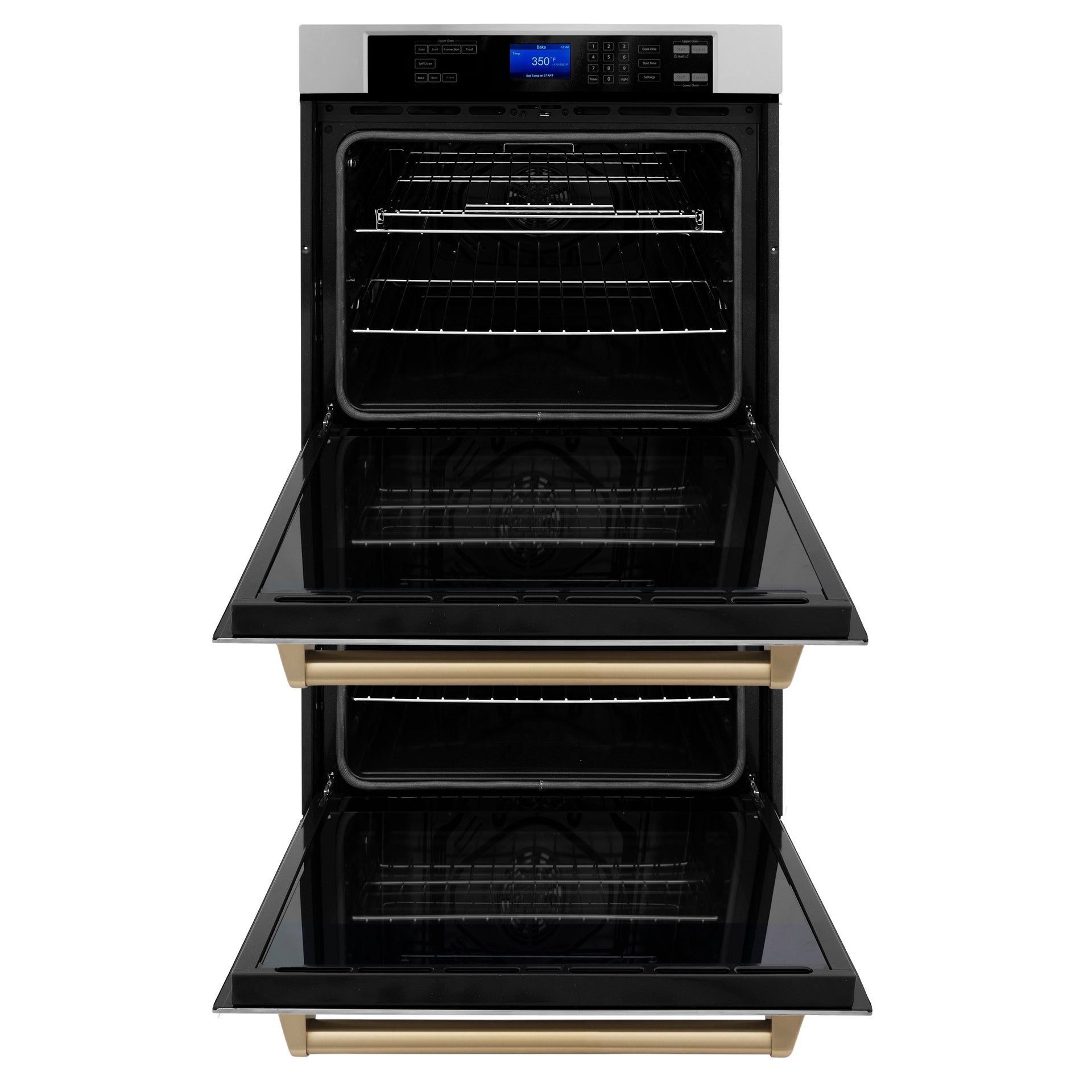 zline-30-autograph-double-wall-oven-with-air-fry-and-self-clean-in-stainless-steel-and-champagne-bronze-handle-wadz-30-cb