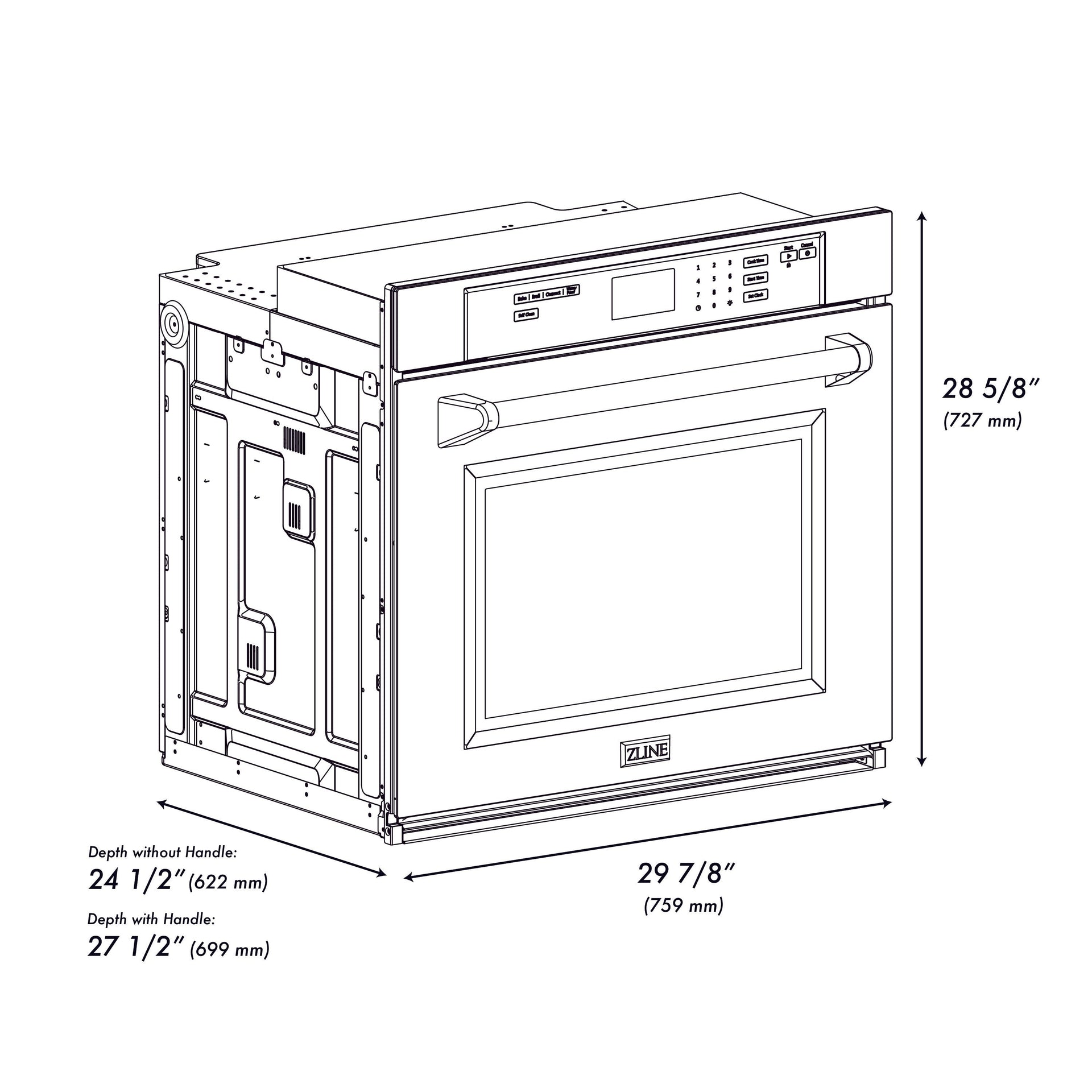 zline-30-autograph-professional-true-convection-single-wall-oven-with-air-fry-and-self-clean-in-satin-stainless-steel-with-polished-gold-handle-wassz-30-g