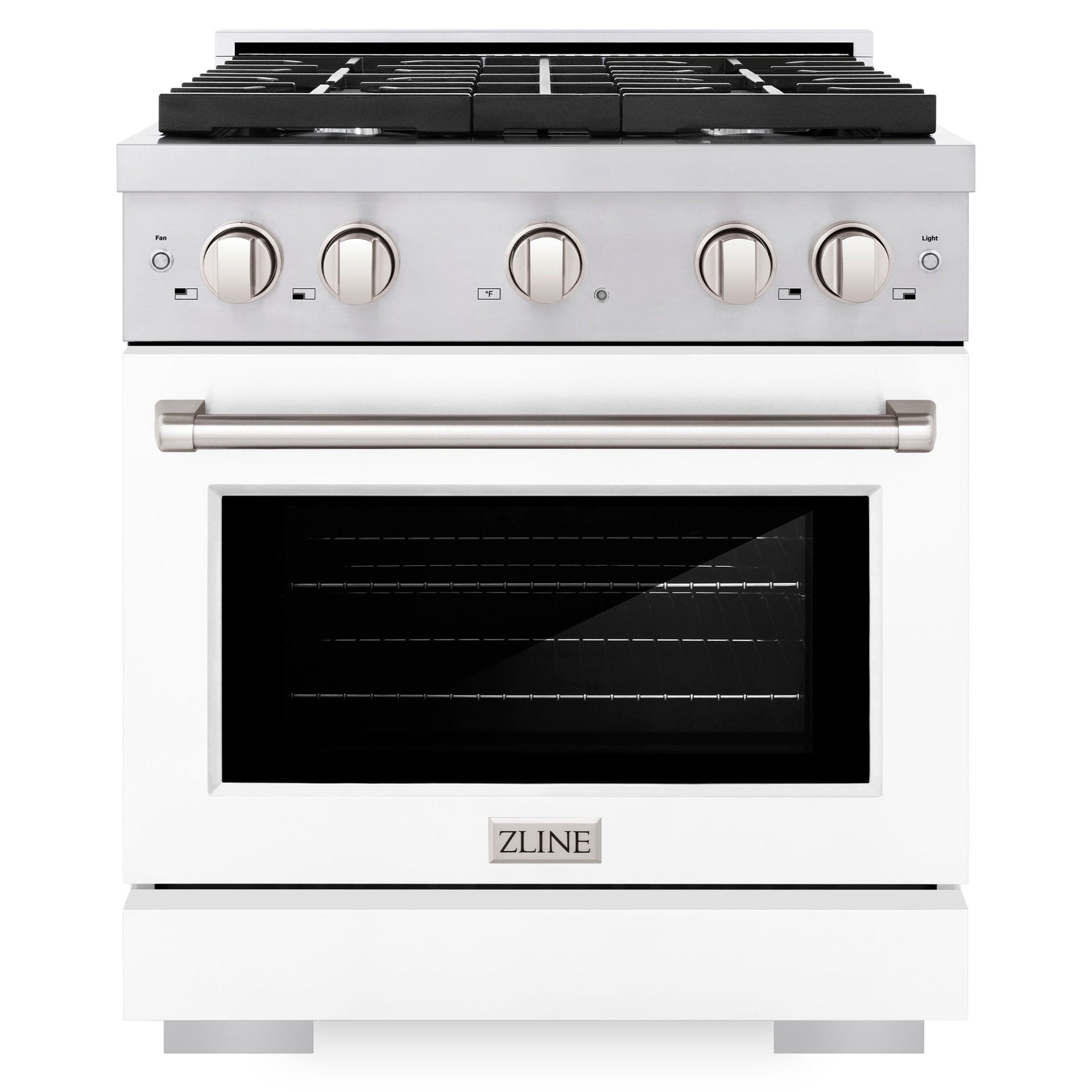 zline-paramount-30-in-dual-fuel-range-4-burners-4-2-cu-ft-electric-convection-oven-stainless-steel-with-white-matte-door-sdr-wm-30