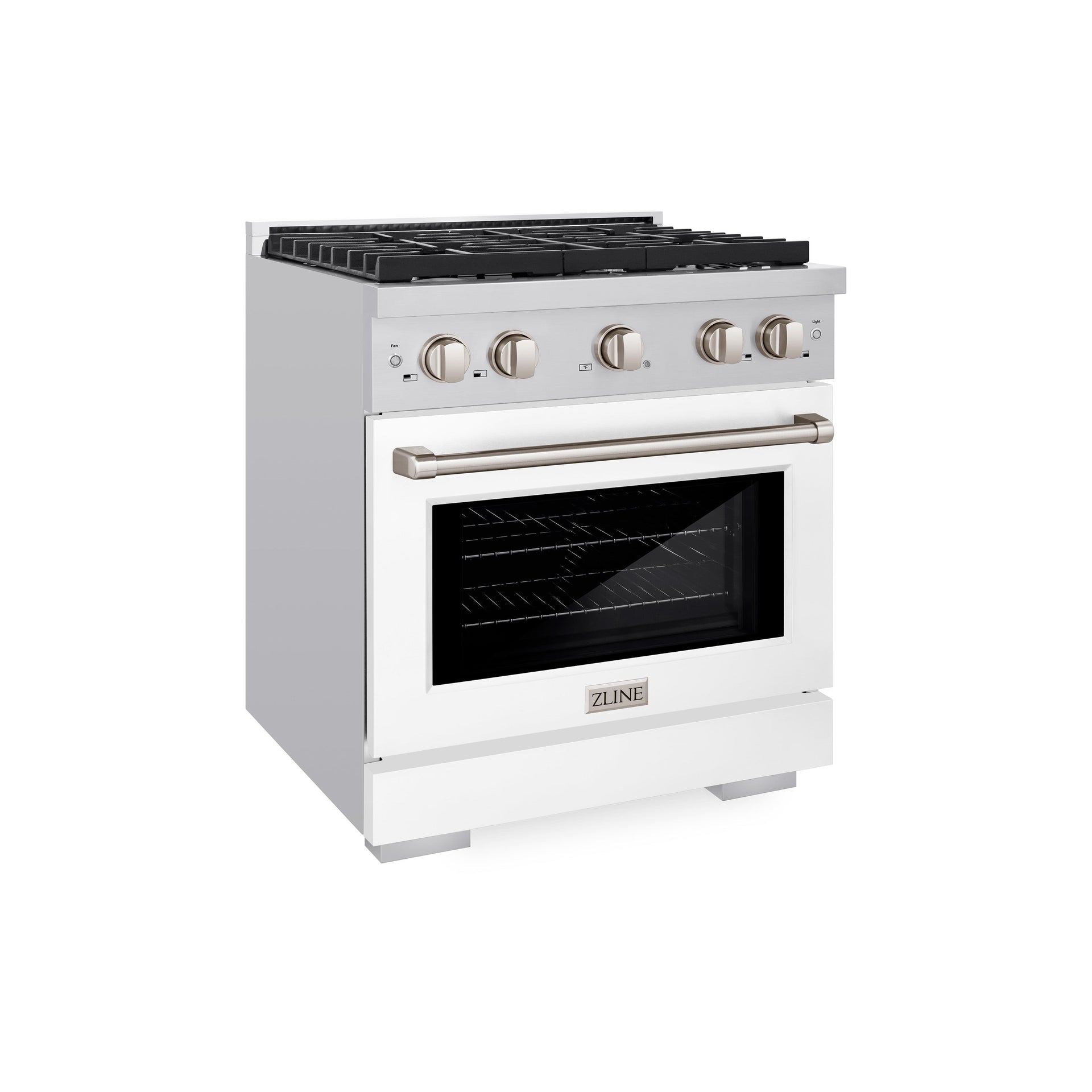 zline-paramount-30-in-dual-fuel-range-4-burners-4-2-cu-ft-electric-convection-oven-stainless-steel-with-white-matte-door-sdr-wm-30