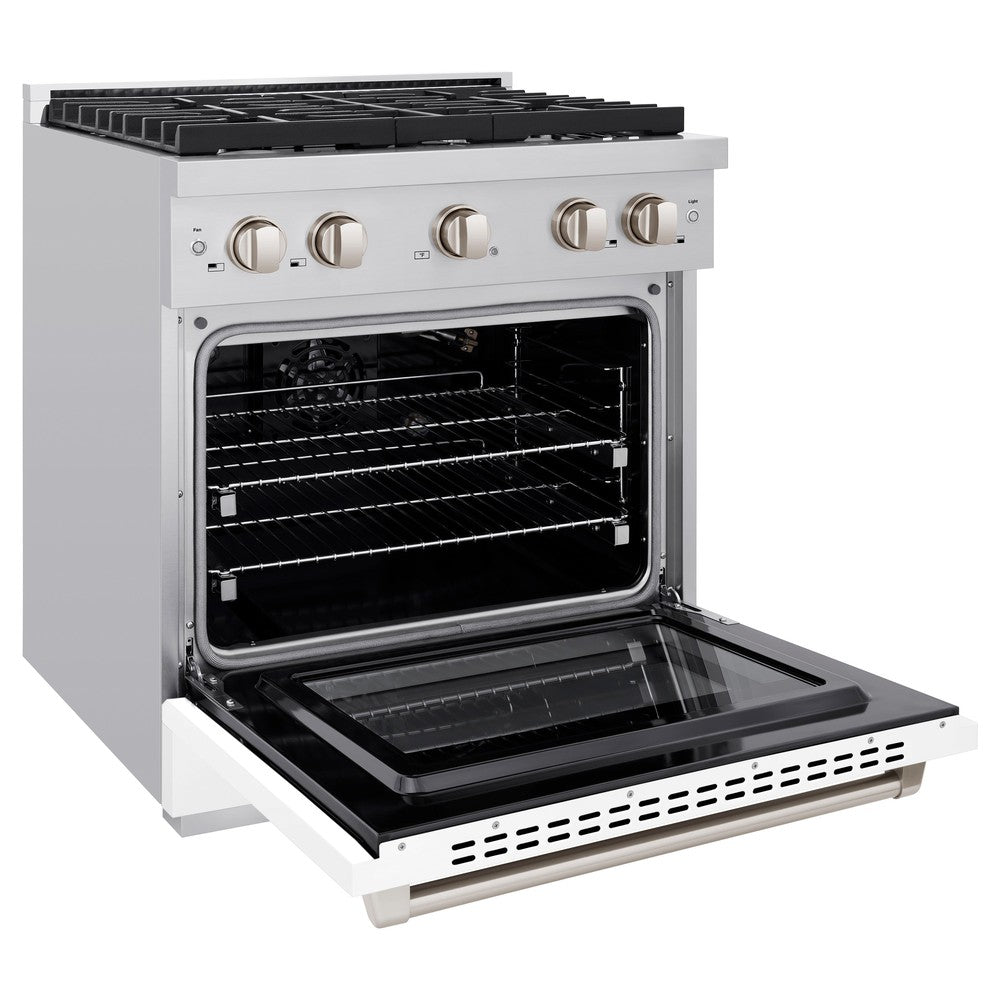 zline-paramount-30-in-dual-fuel-range-4-burners-4-2-cu-ft-electric-convection-oven-stainless-steel-with-white-matte-door-sdr-wm-30