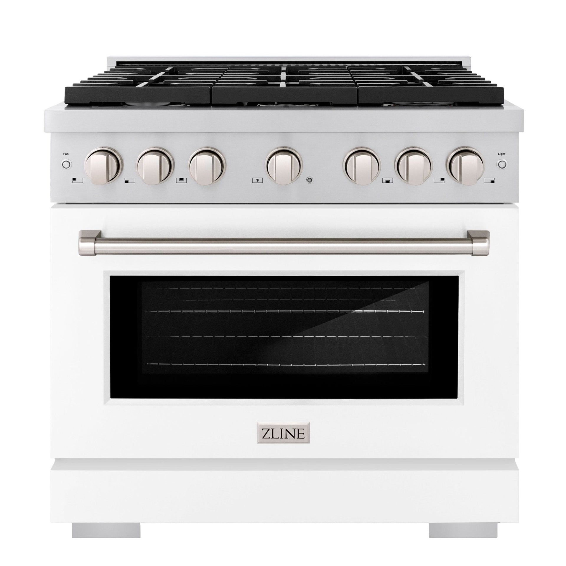 zline-paramount-36-in-dual-fuel-range-with-6-gas-burners-and-electric-convection-oven-5-2-cu-ft-stainless-steel-with-white-matte-door-sdr-wm-36