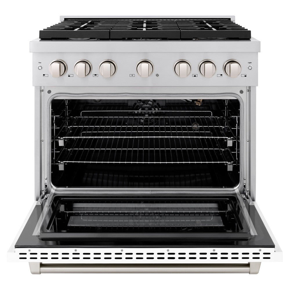 zline-paramount-36-in-dual-fuel-range-with-6-gas-burners-and-electric-convection-oven-5-2-cu-ft-stainless-steel-with-white-matte-door-sdr-wm-36