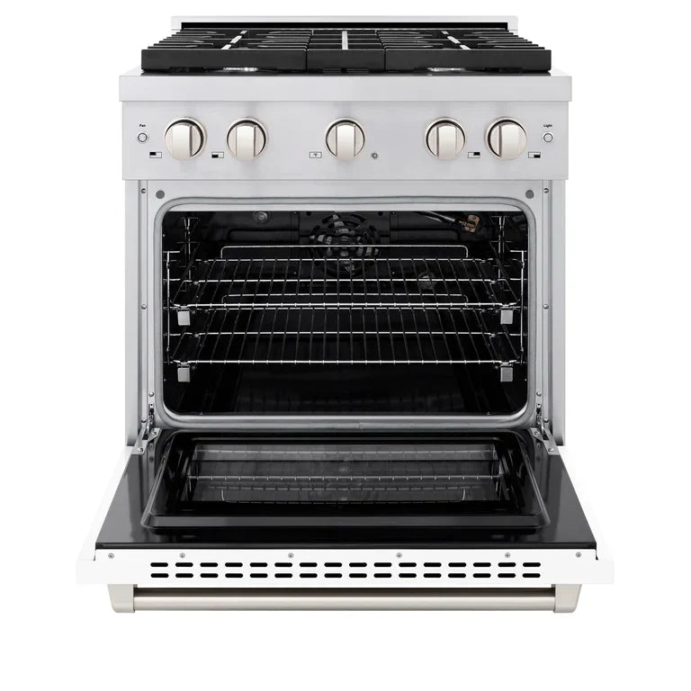 zline-paramount-30-in-4-2-cu-ft-gas-range-with-convection-oven-stainless-steel-with-white-matte-door-model-sgr-wm-30