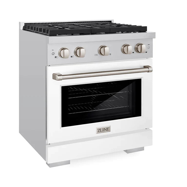 zline-paramount-30-in-4-2-cu-ft-gas-range-with-convection-oven-stainless-steel-with-white-matte-door-model-sgr-wm-30
