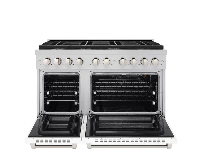 zline-paramount-48-in-6-7-cu-ft-gas-range-with-convection-oven-stainless-steel-with-white-matte-doors-sgr-wm-48