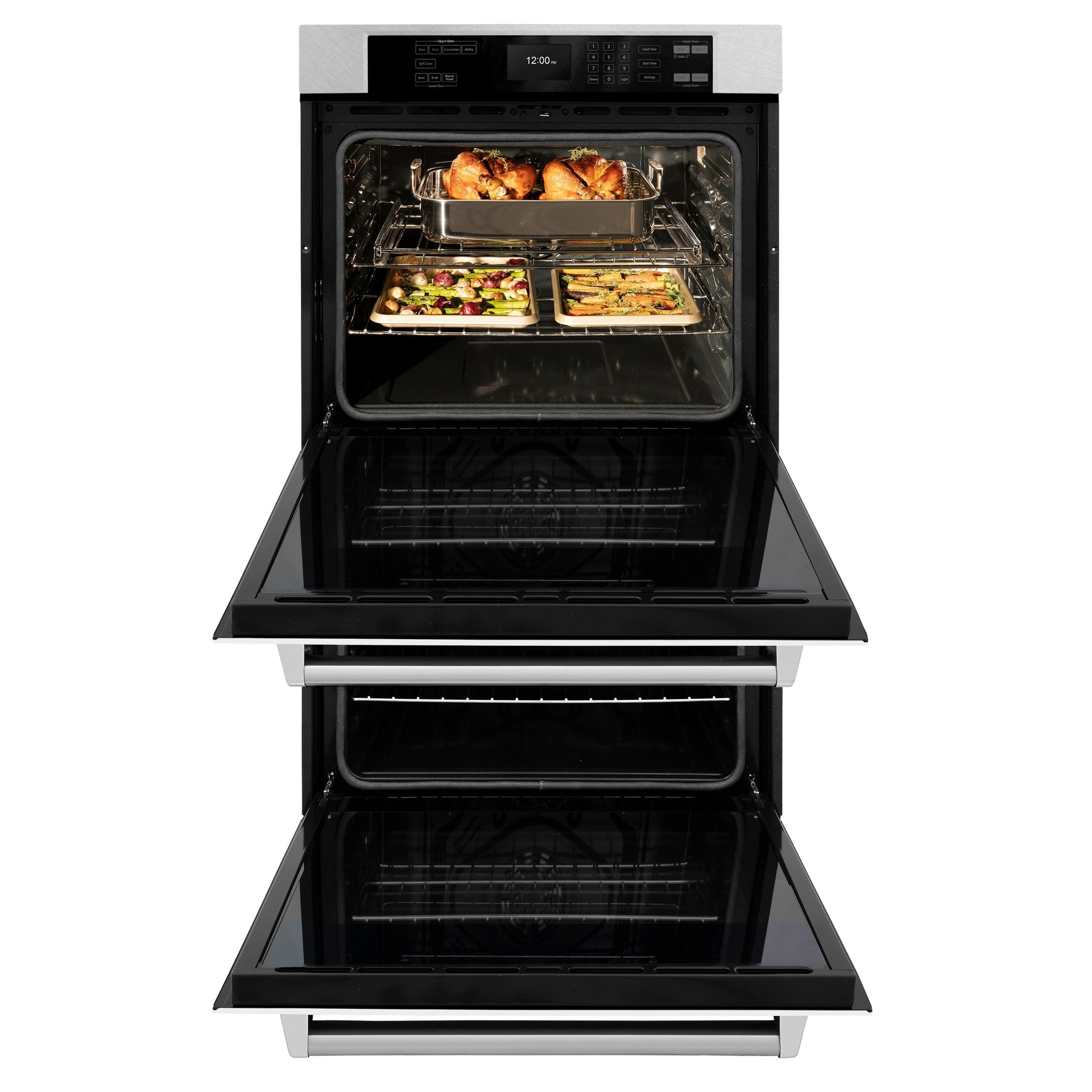zline-30-professional-true-convection-double-wall-oven-with-air-fry-and-self-clean-in-satin-stainless-steel-with-white-matte-doors-wads-wm-30