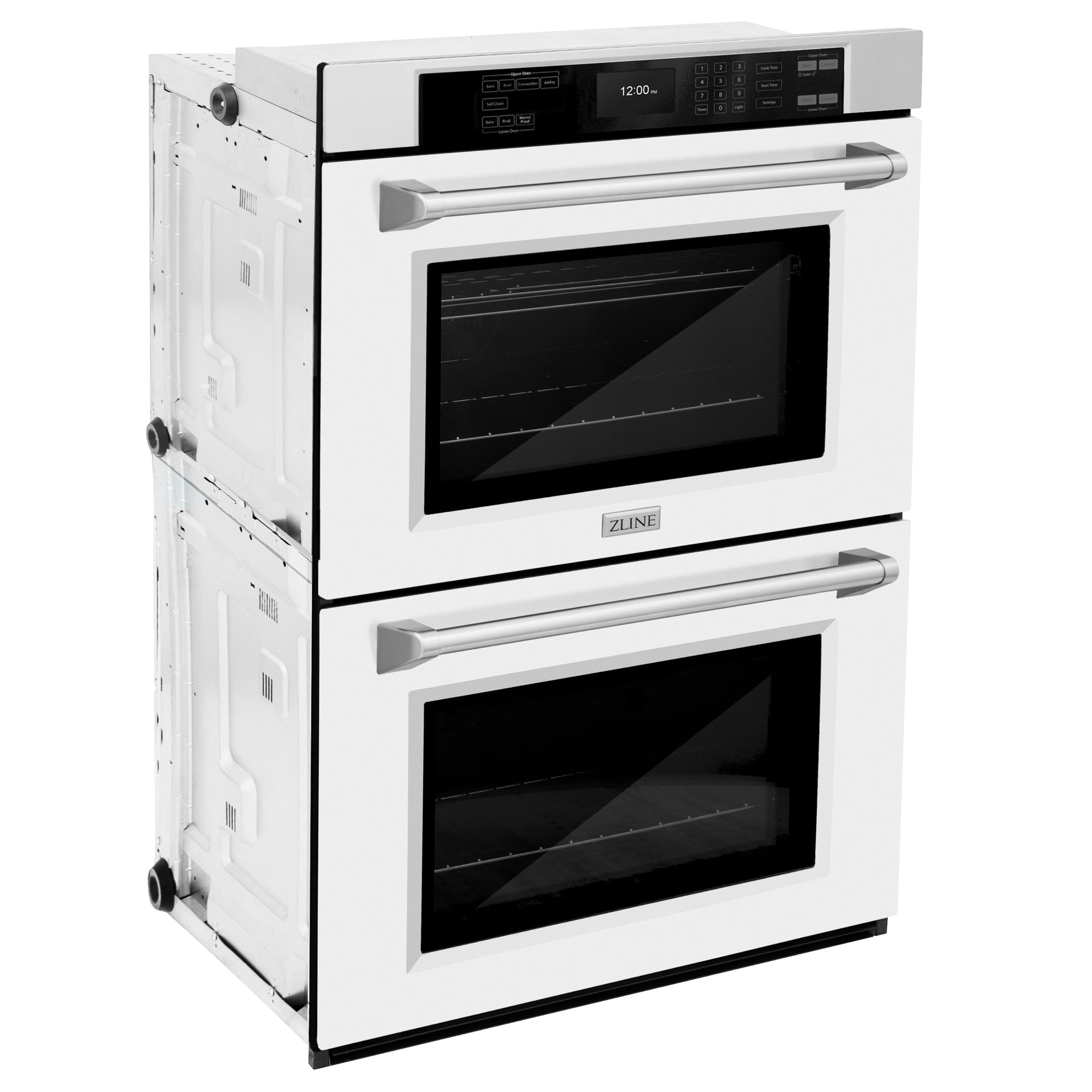 zline-30-professional-double-wall-oven-with-air-fry-and-self-clean-in-stainless-steel-with-white-matte-door-wad-wm-30