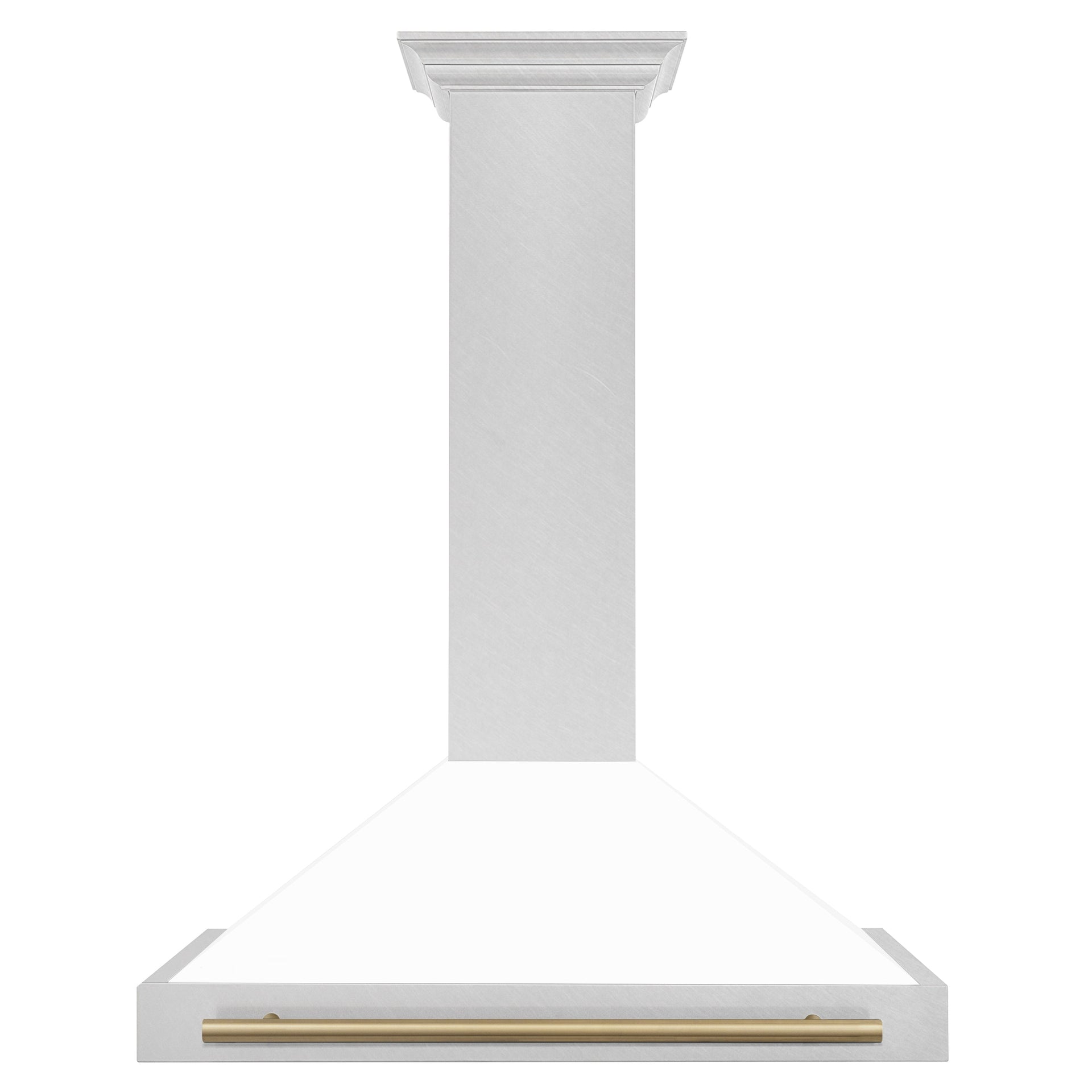 zline-36-in-wall-mount-range-hood-convertible-satin-stainless-steel-white-matte-shell-champagne-bronze-handle-kb4snz-wm36-cb