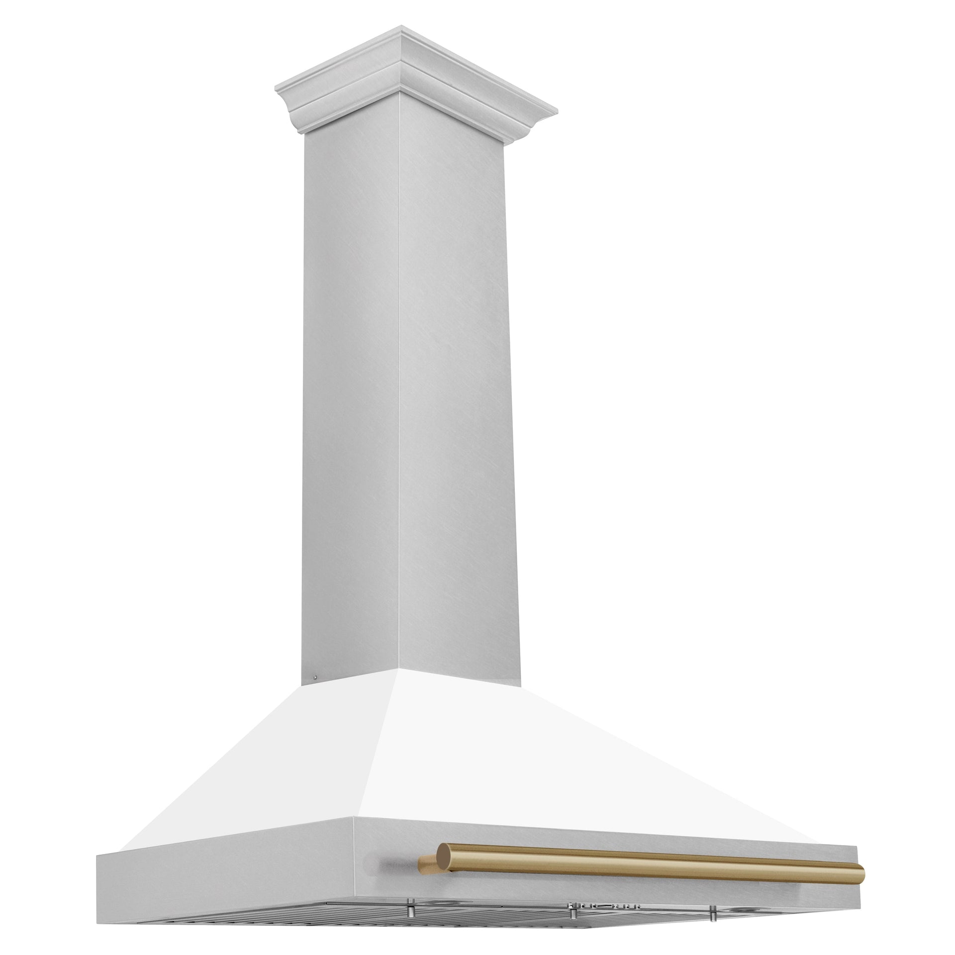 zline-36-in-wall-mount-range-hood-convertible-satin-stainless-steel-white-matte-shell-champagne-bronze-handle-kb4snz-wm36-cb