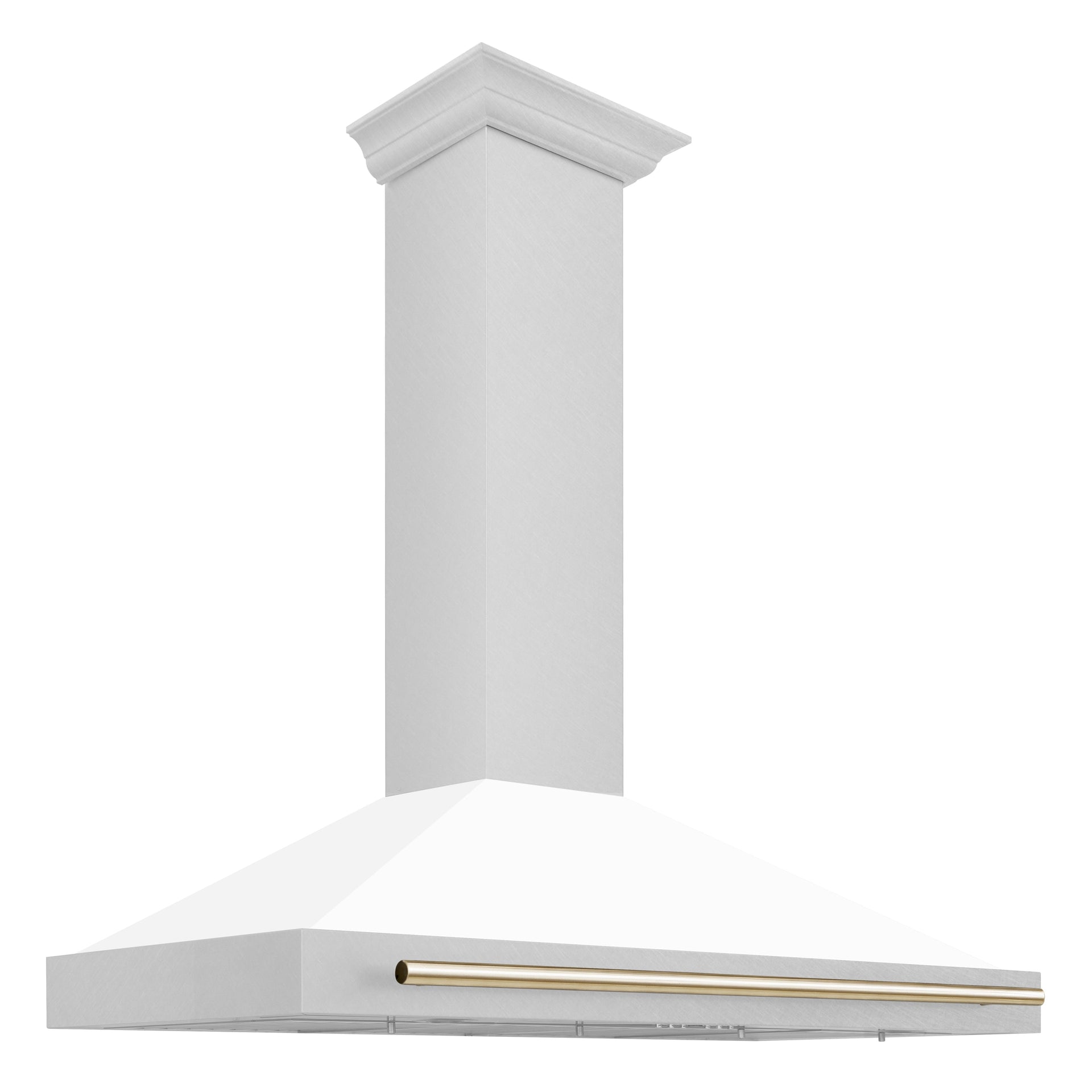 zline-48-in-wall-mount-range-hood-convertible-satin-stainless-steel-white-matte-shell-polished-gold-handle-kb4snz-wm48-g