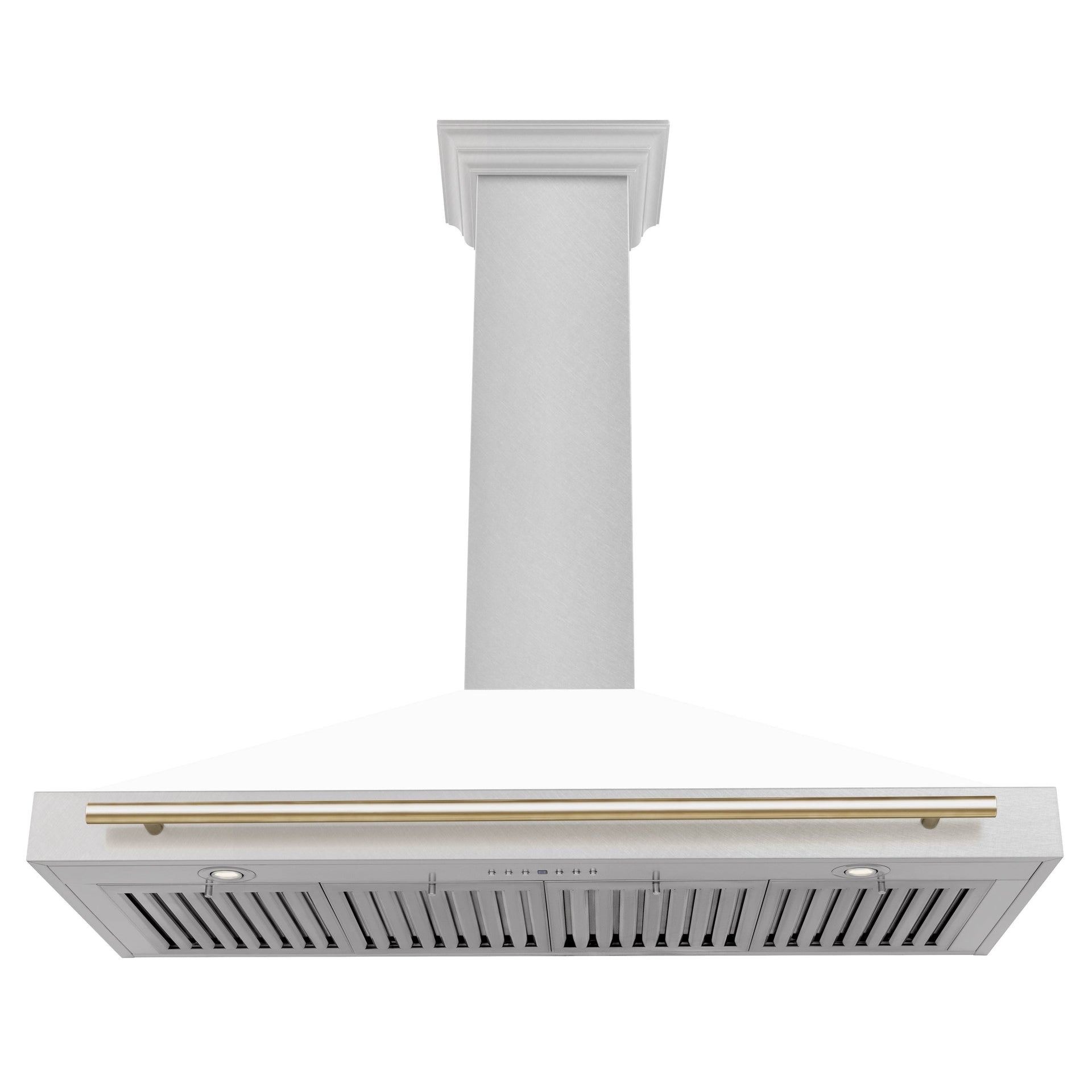 zline-48-in-wall-mount-range-hood-convertible-satin-stainless-steel-white-matte-shell-polished-gold-handle-kb4snz-wm48-g