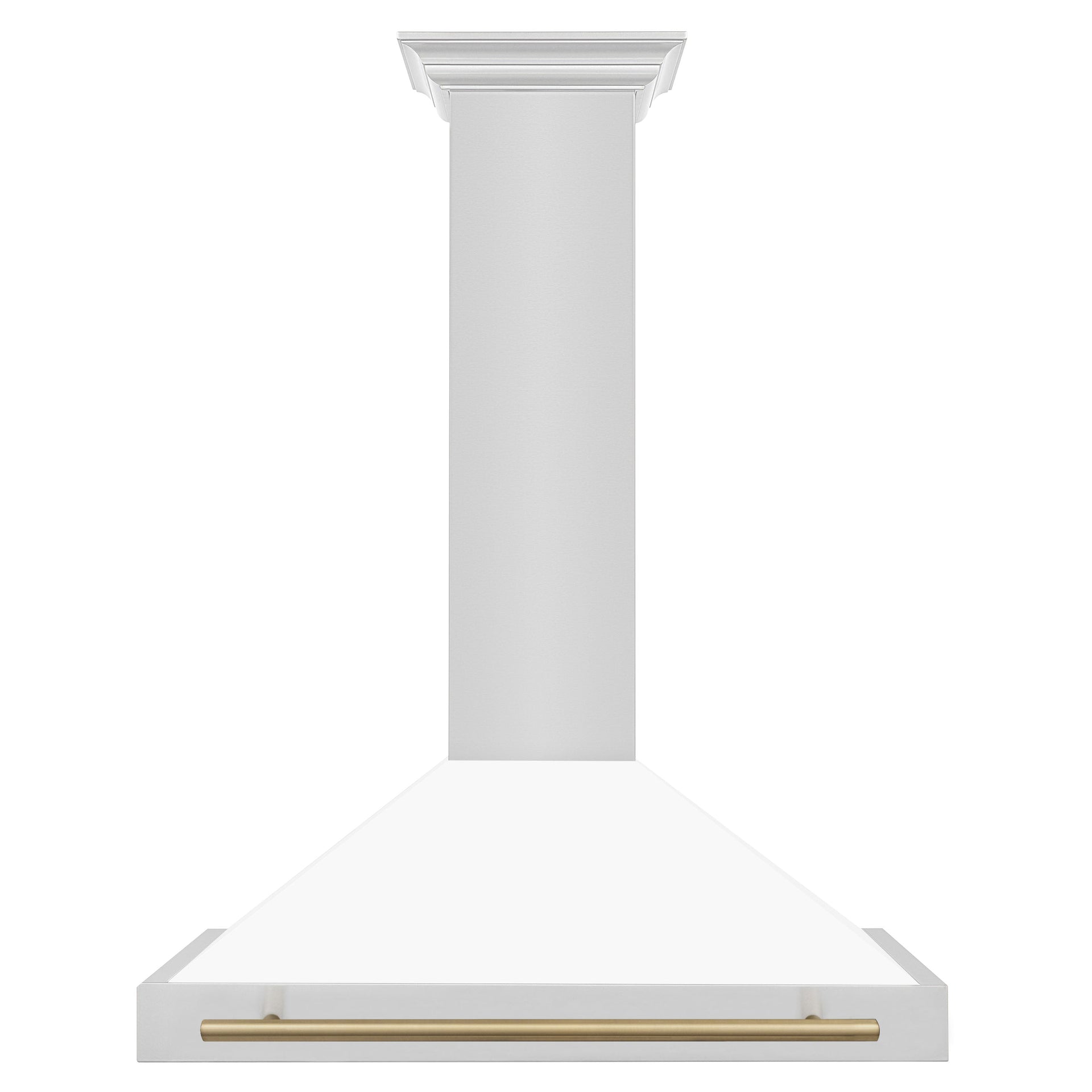 zline-36-inch-wall-mount-range-hood-stainless-steel-white-matte-shell-champagne-bronze-handle-autograph-edition-kb4stz-wm36-cb