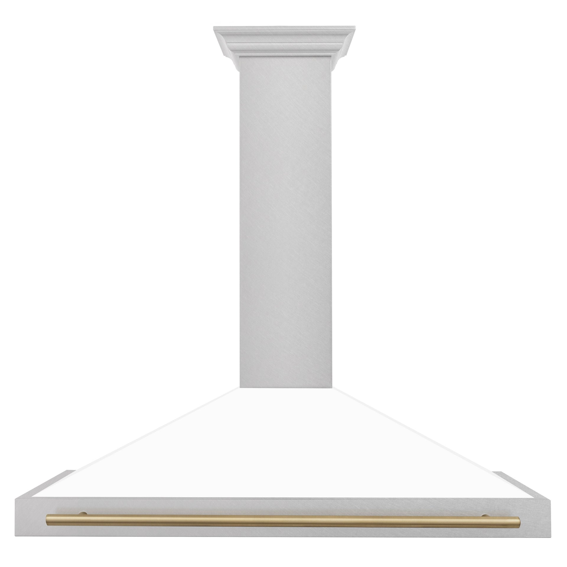 zline-48-in-wall-mount-range-hood-convertible-satin-stainless-steel-white-matte-shell-champagne-bronze-handle-kb4snz-wm48-cb