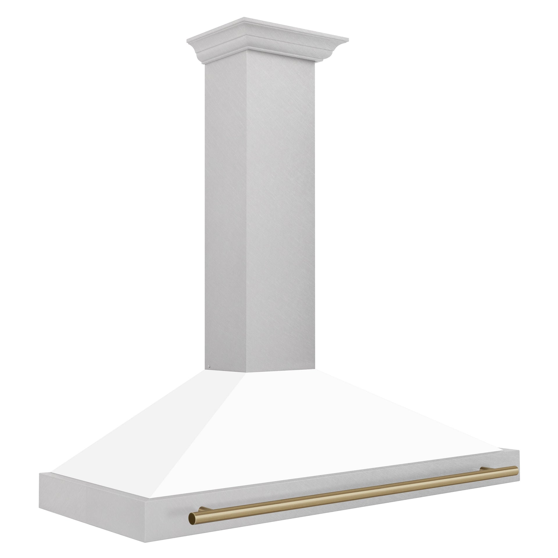 zline-48-in-wall-mount-range-hood-convertible-satin-stainless-steel-white-matte-shell-champagne-bronze-handle-kb4snz-wm48-cb