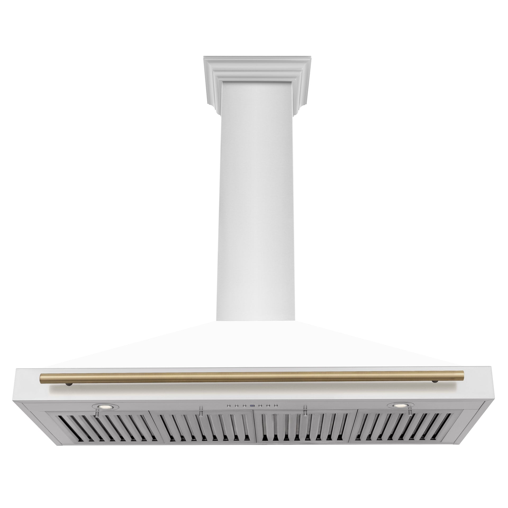 zline-48-in-wall-mount-range-hood-stainless-steel-white-matte-shell-champagne-bronze-handle-kb4stz-wm48-cb