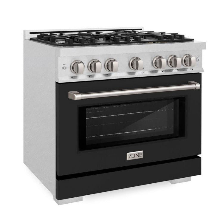 zline-36-in-dual-fuel-range-5-2-cu-ft-capacity-6-burner-gas-cooktop-electric-convection-oven-satin-stainless-steel-black-matte-door-hdrs-blm-36