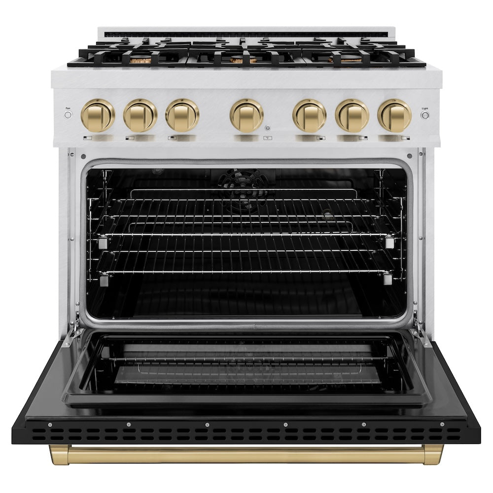 zline-36-in-dual-fuel-range-5-2-cu-ft-6-burner-gas-cooktop-electric-convection-oven-satin-stainless-steel-with-black-matte-door-champagne-bronze-accents-hdrsz-blm-36-cb